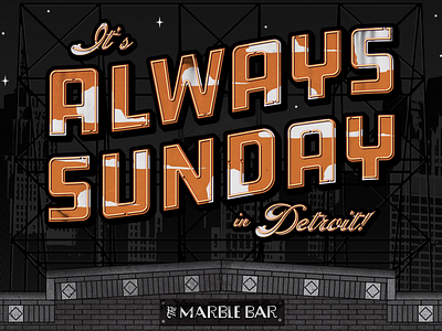 It’s Always Sunday in Detroit event event poster gig poster sign vector vintage