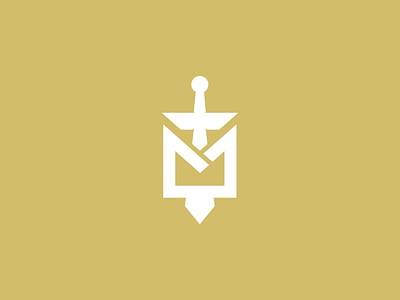 "M + Sword" Logo 2018 brand branding d design exploration flat graphic icon identity illustration lettering logo minimal premade type vector web