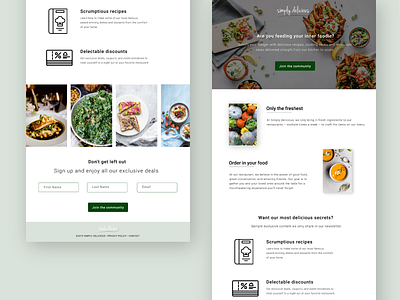 Food Landing Page dailyui dailyui 003 dailyuichallenge design food food website foodie foodlandingpage healthy eating landing design landing page concept landingpage restaurant ui