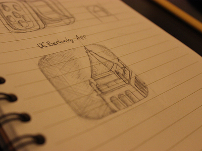 Berkeley App Sketch app berkeley grey ios iphone notebook paper pencil sketch tan tower