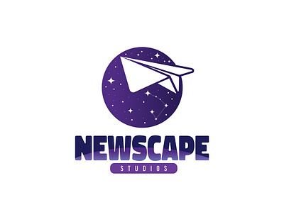 Newscape Studios Logo 2021 airplane brand branding galaxy graphic design illustrator logo paper paperplane plane space stars ui vector