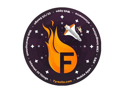 Fyresite Spacewalk Patch adobe flat galaxy illustration orange patch space sticker vector art