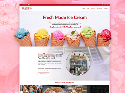Scoop Ice Creamery Website arizona art design homepage ice cream cone ice cream shop icecream palo alto ui ux ui web web design website website design