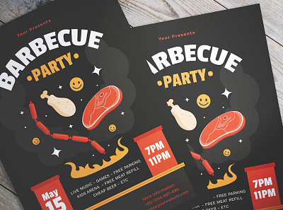 Barbecue Party Flyer barbecue design flyer graphic design gumico illustration print template ykzr