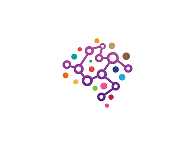 Brain Logo tech abstract brain brand identity colorful dots logo monogram pixel symbol tech technology