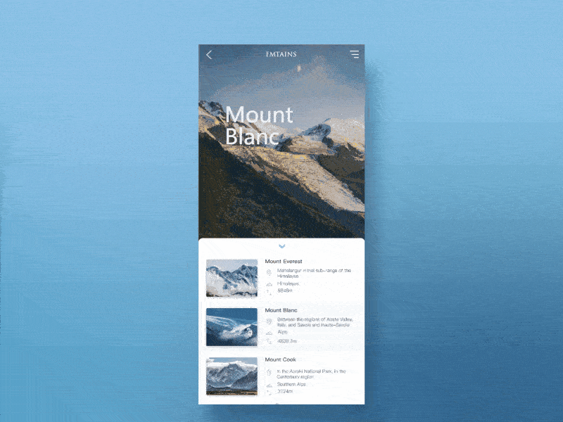 find mountains animation mobile ui ux