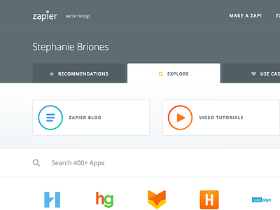Explore Zapier apps dashboard explore search zapier
