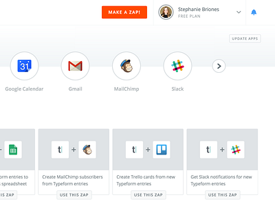 Zapier Navigation dropdown explore navigation profile