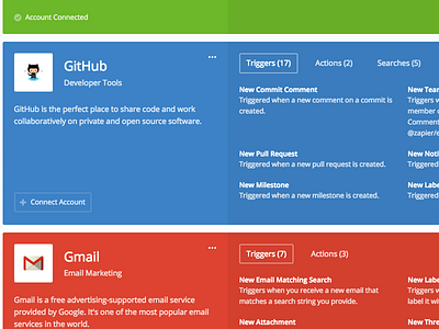 Explore App Cards actions apps automation connect triggers zapier zaps