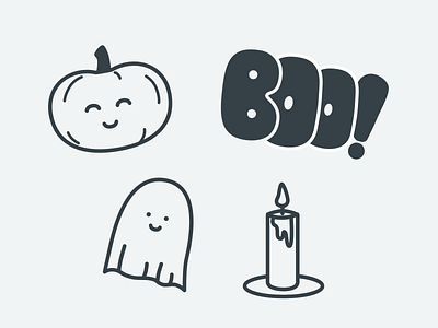 Spooky ghost halloween icons illustration pumpkin sketch