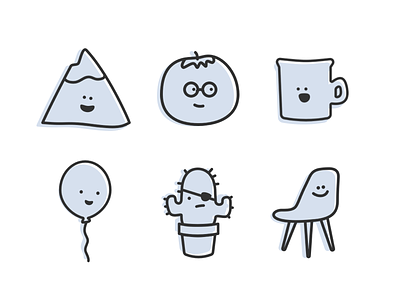 Twine Avatars avatars balloon cactus chair faces illustration mountain mug tomato