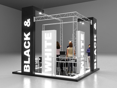 Black & White booth concept 3d 3ds max black white booth booth design