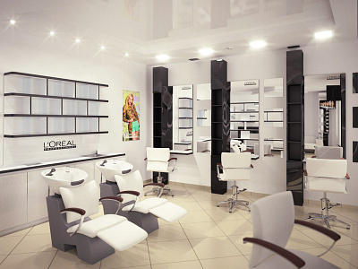 7th heaven beauty salon. Color bar and styling units 3d 7th heaven beauty salon beauty salon design blender color bar hair styling units interior design styling units