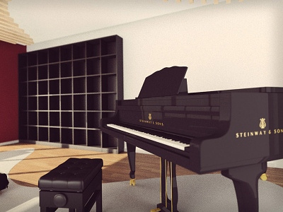 Musician appartments, work in progress. 3d 3d modeling blender grand piano interior design musician appartments visualization