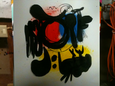 Painting In Studio 02 painting paper primary colors reminds me of miro sumi ink