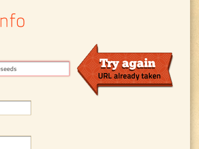 Err.. Try again / URL already taken arrow chunk gamification validation