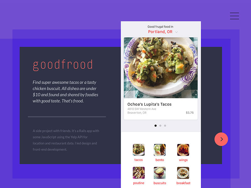 goodfrood sass javascript rails biscuits poutine wings breakfast bento tacos food