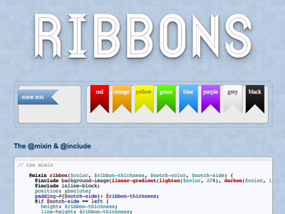 Ribbons compass flag github gist love mixins open source rainbow ribbon scss sinatra toy website