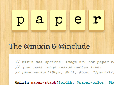 Paper Stack - A Compass/Scss Mixin compass github gist heroku love mixins open source paper stack scss toy website typewriter wood