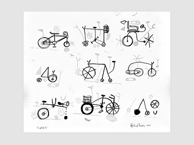 9 and Parts - Series abstract art bicyles charcoal data visualization design thinking illustration paper