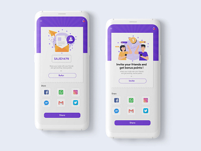 Refer/Invite a friend 🤝 invite invite design mobile mobile application design mobile ui refer refer a friend share ui ux