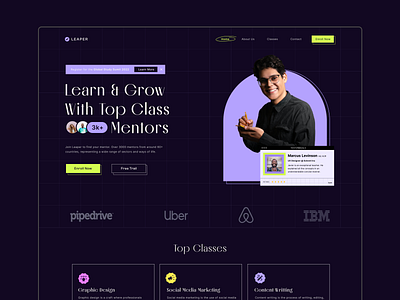 Leaper cms dark design landing page mentors modern online ui ux