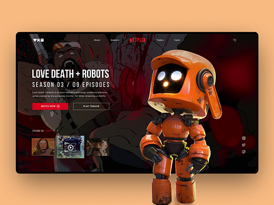 Love Death + Robots characters landing page love deathrobots movies movies design netflix netflix movies series series design streaming streaming design ui ux