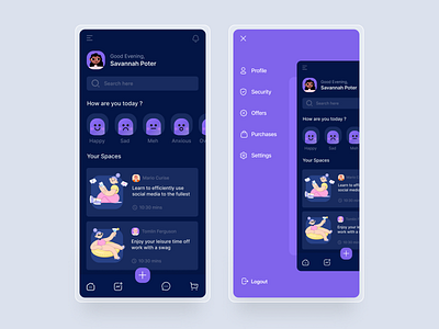 Bleue calm design health meditation meditation app mental health mobile app modern positive ui ux yoga