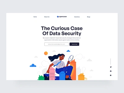 Opencase datasecurity datatheft design digitalfootprints illustration landing page savedata theft ui ux