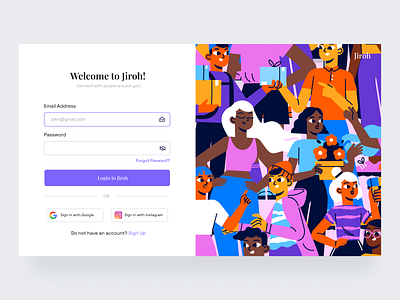 Jiroh- Sign in design friends landing page networking register signin signup social network ui uidesign ux