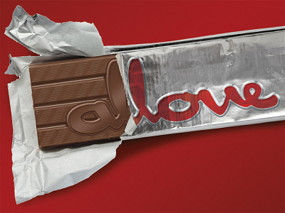 Allow Love chocolate foil lettering photoshop rendering script wordplay