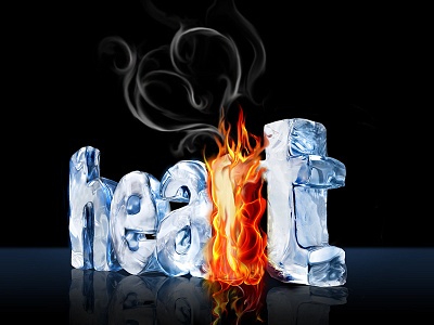 Heat of the Heart 3d fire flame heart heat ice lettering photoshop rendering smoke typography