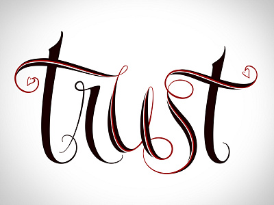 Trust Us heart lettering ribbon script trust