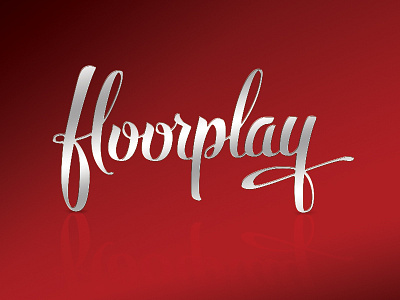 Floorplay lettering red script