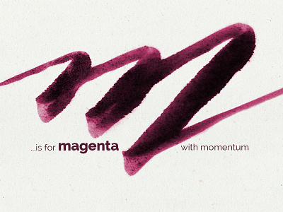 M Is For Momentum alphabet brush ink lettering magenta script sketch