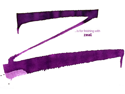 Z Is For Zeal alphabet ink lettering purple ruling pen z