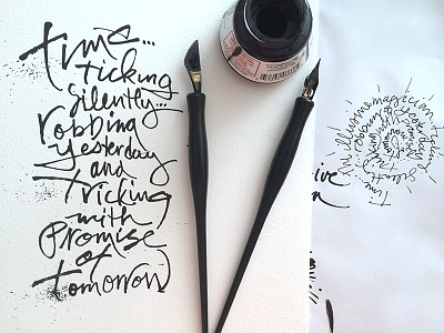 Time Ticking ink lettering ruling pen splatter time