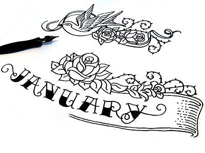Dia de las tatuar flat nib inking lettering script tattoo