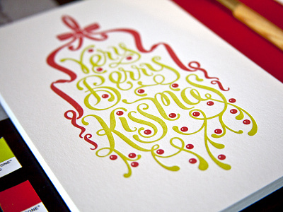 Letterpress Holiday Cards greeting cards lettering letterpress mistletoe process