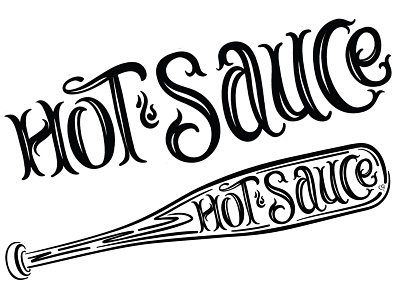 Hot Sauce baseball brush hot sauce ink lettering script softball