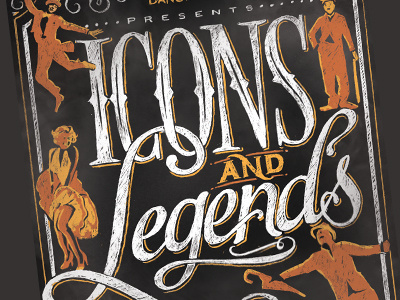 Icons Legends chalkboard lettering poster