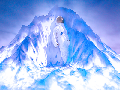 Where am I ? 3d art astronaut blue c4d design iceberg illustration octane ps universe visual visual design