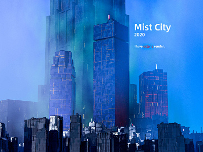 Mist City 3d 3d art blue buildings c4d c4d octane color art design illustration octane ps visual visual design