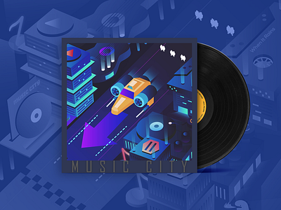 MUSIC CITY cd cd cover city flatdesign illustration music