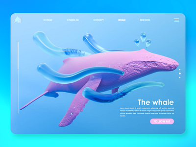 The Whale 3d 3d art c4d ocean octane visual visual design web website concept whale