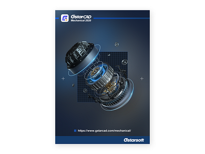 GstarCAD Mechanical 2020 A4 Cover 3d 3d art branding c4d design illustration octane poster visual visual design