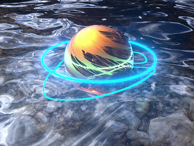 Planet in water 3d 3d art animation c4d illustration light motion octane planet