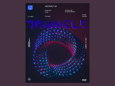 Triangle 3d abstract cinema 4d illustration octane poster ui web