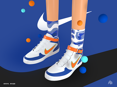 Nike 3d cinema4d color illustration nike octane shoes ui ux web
