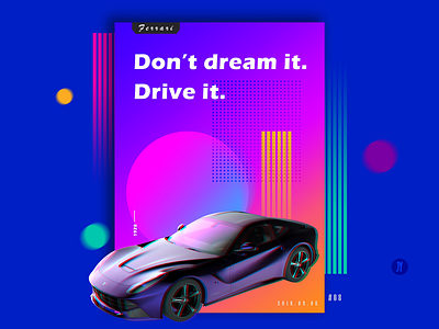 Ferrari illustration poster design color